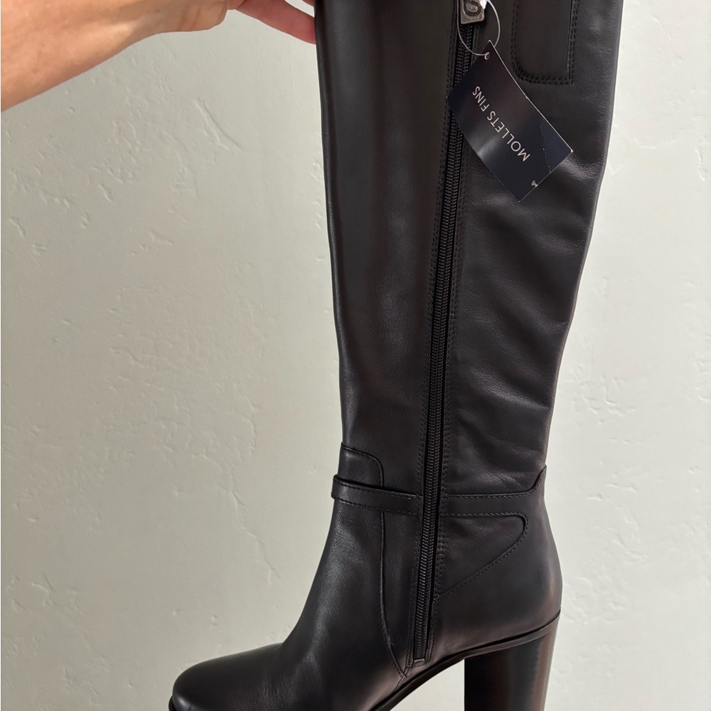 Naturalizer Black Heeled Genuine Leather Boots sz 8 Narrow Calf - Picture 5 of 13